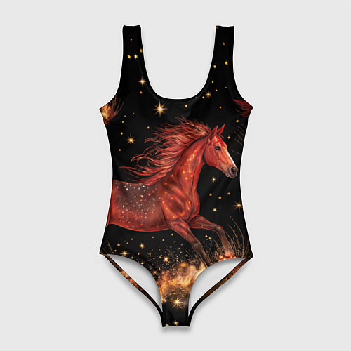 Женский купальник-боди Огненные лошади - паттерн / 3D-принт – фото 1