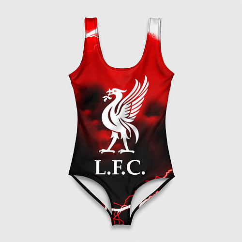 Женский купальник-боди Ливерпуль шторм молнии красный / 3D-принт – фото 1