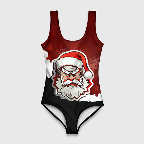 Женский купальник-боди Злой дед мороз красный и черный / 3D-принт – фото 1