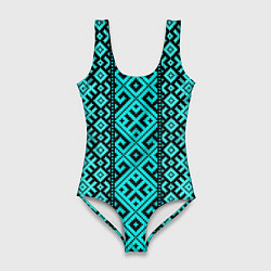 Купальник-боди 3D женский Орнамент славянский, цвет: 3D-принт