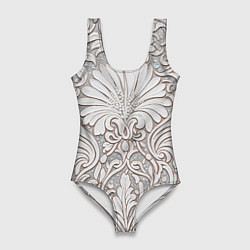 Купальник-боди 3D женский Вензельные цветы, цвет: 3D-принт