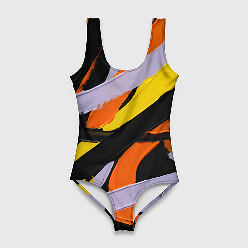 Женский купальник-боди Полоски краски абстракция / 3D-принт – фото 1