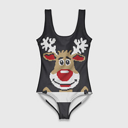 Женский купальник-боди Олень свитер вязаный