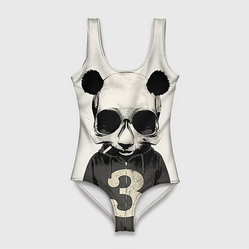 Женский купальник-боди Скелет панды / 3D-принт – фото 1
