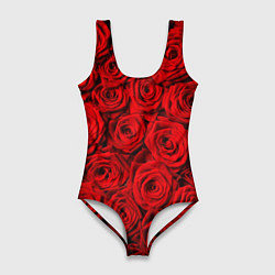 Женский купальник-боди Красные розы