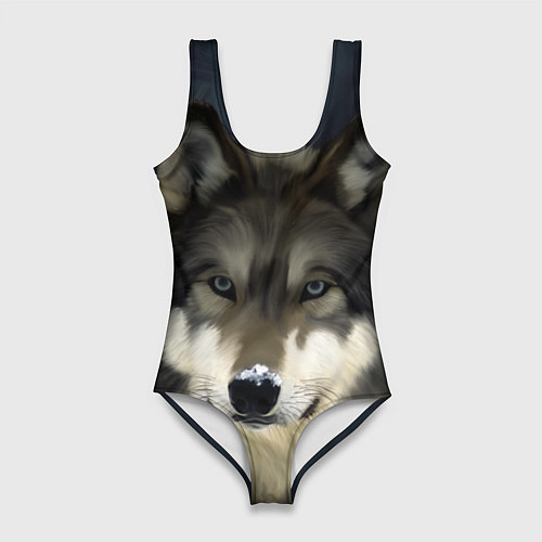 Женский купальник-боди Зимний волк / 3D-принт – фото 1