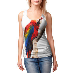 Майка-безрукавка женская Яркий попугай, цвет: 3D-белый — фото 2