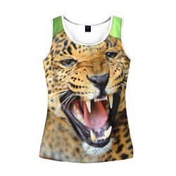 Майка-безрукавка женская Свирепый леопард, цвет: 3D-белый