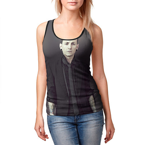 Женская майка без рукавов Честер Беннингтон / 3D-Черный – фото 3