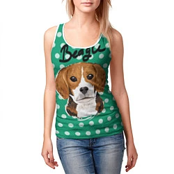 Майка-безрукавка женская Beagle Face, цвет: 3D-белый — фото 2