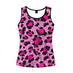 Майка-безрукавка женская Розовый леопард, цвет: 3D-черный