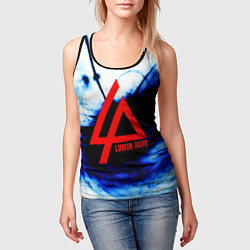 Майка-безрукавка женская Linkin Park blue smoke, цвет: 3D-черный — фото 2