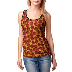 Майка-безрукавка женская Пицца пепперони, цвет: 3D-черный — фото 2