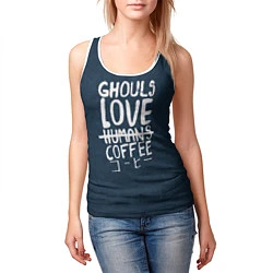 Майка-безрукавка женская Ghouls Love Coffee, цвет: 3D-белый — фото 2
