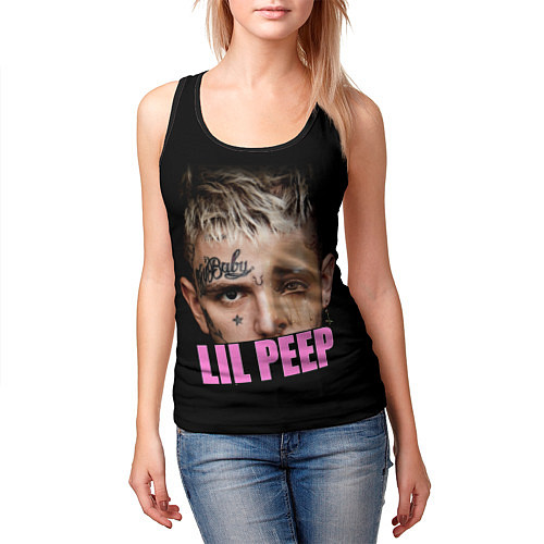 Женская майка без рукавов Lil Peep / 3D-Черный – фото 3