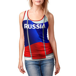Майка-безрукавка женская Россия, цвет: 3D-красный — фото 2