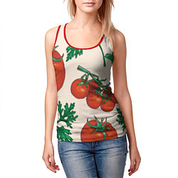 Майка-безрукавка женская Летние овощи, цвет: 3D-красный — фото 2