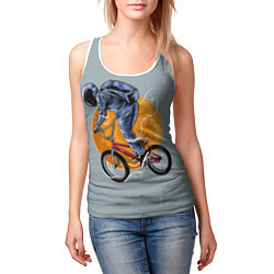 Майка-безрукавка женская Космический велосипедист Z, цвет: 3D-белый — фото 2