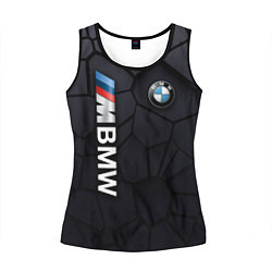 Майка-безрукавка женская BMW sport 3D плиты 3Д плиты, цвет: 3D-черный