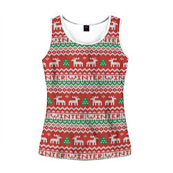 Майка-безрукавка женская Deer Christmas Pattern, цвет: 3D-белый
