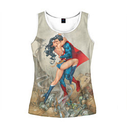 Майка-безрукавка женская The Kiss of Superman and Wonder Woman, цвет: 3D-белый