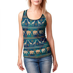 Майка-безрукавка женская Жирафы и слоны, цвет: 3D-черный — фото 2