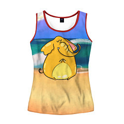 Майка-безрукавка женская Желтый слон, цвет: 3D-красный