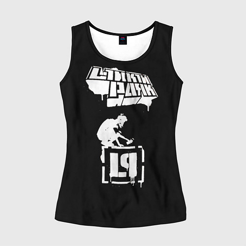 Женская майка без рукавов Linkin Park белой краской / 3D-Черный – фото 1