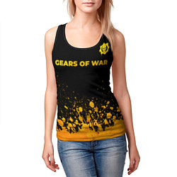 Майка-безрукавка женская Gears of War - gold gradient: символ сверху, цвет: 3D-черный — фото 2