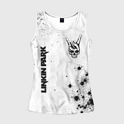 Майка-безрукавка женская Linkin Park и рок символ на светлом фоне, цвет: 3D-белый