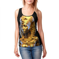 Майка-безрукавка женская Нейросеть - золотая египетская богиня, цвет: 3D-черный — фото 2