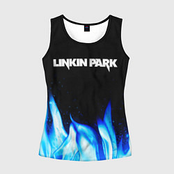 Майка-безрукавка женская Linkin Park blue fire, цвет: 3D-черный