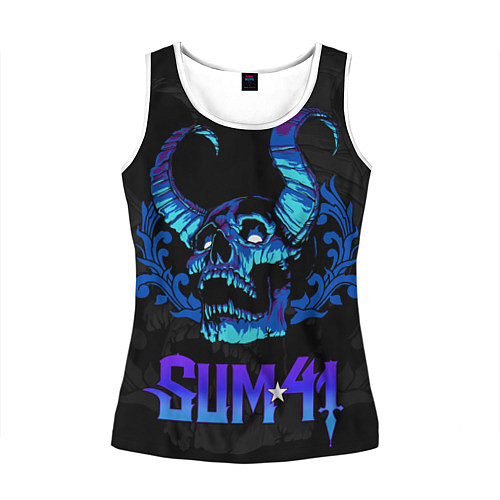 Женская майка без рукавов Sum41 horns skull / 3D-Белый – фото 1