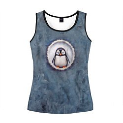 Майка-безрукавка женская Маленький забавный пингвинчик, цвет: 3D-черный
