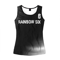 Майка-безрукавка женская Rainbow Six glitch на темном фоне: символ сверху, цвет: 3D-черный