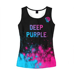 Майка-безрукавка женская Deep Purple - neon gradient посередине, цвет: 3D-черный