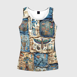 Майка-безрукавка женская Пэчворк из Египетских мотивов, цвет: 3D-белый