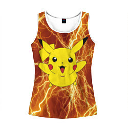 Майка-безрукавка женская Pikachu yellow lightning, цвет: 3D-белый