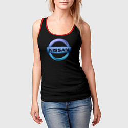 Майка-безрукавка женская Nissan logo neon, цвет: 3D-красный — фото 2