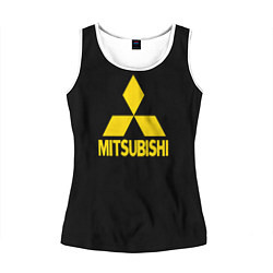 Майка-безрукавка женская Mitsubishi logo yelow, цвет: 3D-белый