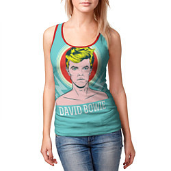 Майка-безрукавка женская David Bowie: pop-art, цвет: 3D-красный — фото 2