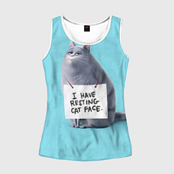 Майка-безрукавка женская I have resing cat face, цвет: 3D-белый