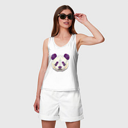Майка женская хлопок Полигональная панда, цвет: белый — фото 2