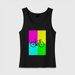 Майка женская хлопок Велосипед фикс, цвет: черный