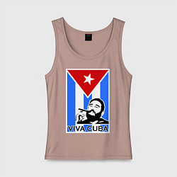 Майка женская хлопок Fidel: Viva, Cuba!, цвет: пыльно-розовый