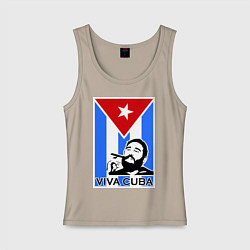 Майка женская хлопок Fidel: Viva, Cuba!, цвет: миндальный