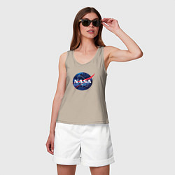 Майка женская хлопок NASA: Cosmic Logo, цвет: миндальный — фото 2
