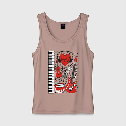 Женская майка Истинный меломан / Пыльно-розовый – фото 1