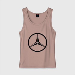 Майка женская хлопок Mercedes-Benz logo, цвет: пыльно-розовый