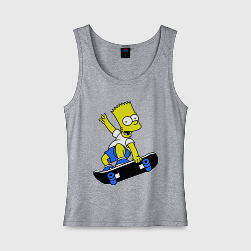 Женская майка Барт на скейте / Меланж – фото 1